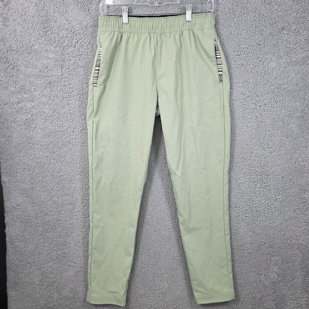 Wowie Pants Men's Green Joggers Stretch Drawstrings Aztec Trim SIze M